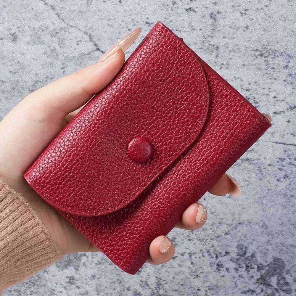 New PU Leather Short Wallet Zipper Solid Color Card Holder Mini Small Handbag Ladies Y260206