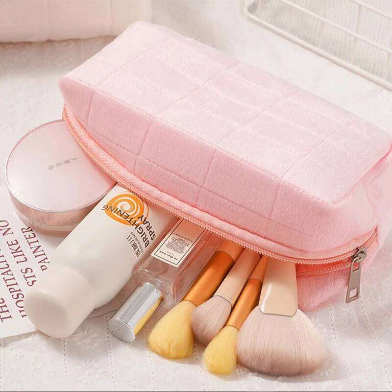 cute plush cosmetic travel skin care product bag, high-looking female mobile phone large capacity storage bag Y260206