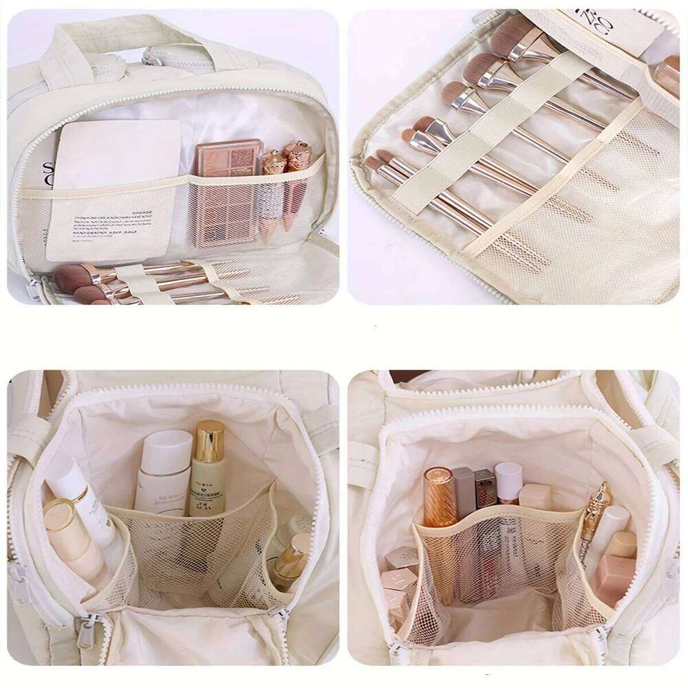 Portable Side Zipper Fabric Cosmetic Storage Large Capacity For Business Trips Toiletries Organizing Bag Makeup Beauty Bags Y260206