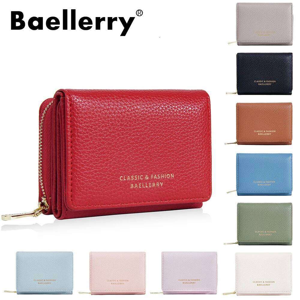 Premium Short Tri-Fold Wallet for Women - Slim Lychee Pattern Leather with Coin Pocket, 6 Card Slots 2025 New Y260206