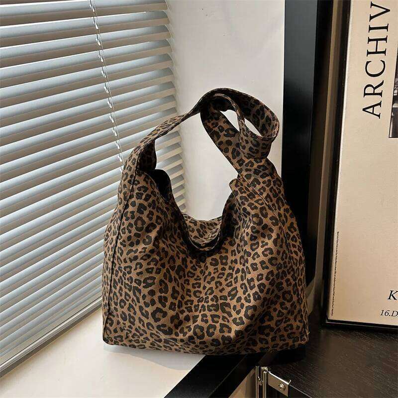 HOMEFISH Trendy Casual Soft Textile Shoulder Large Capacity Leopard Print Female Retro Crossbody Bag For Commute Outings Z260207 - view 4