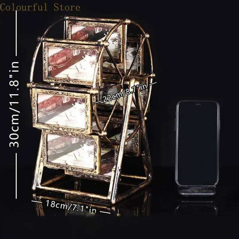 X7XD Decorative Desk Photo Display Rotating Ferris Wheel Picture Frame S260205