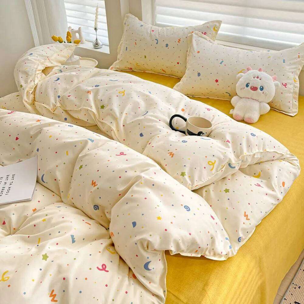 Summer Bedding Set 2024 Ins Twin Queen Duvet Cover Flat Sheet Pillowcase No Filler Girl Boys Hotel Home Bed Linens XJ260206
