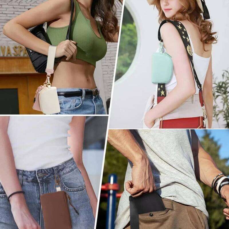 Portable Double Pouch Wristlet Keychain Wallet Small Zipper Coin Purse Women Detachable Key Card Holder Change Pocket Handbag Y260206