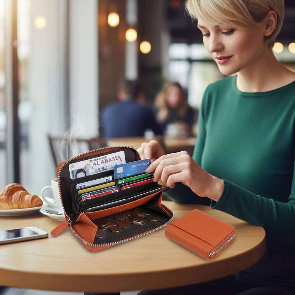 Artificial Leather Holder RFID Protected For Women Accordion Style Credit Card Wallet With Multiple Slots And Cash Y260206