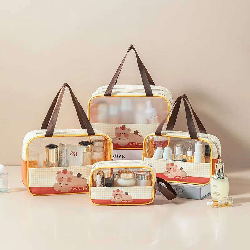 Transparent waterproof swimming bag, women's storage bag 3-piece set, organizer of essential cosmetics for large capacity travel Y260206