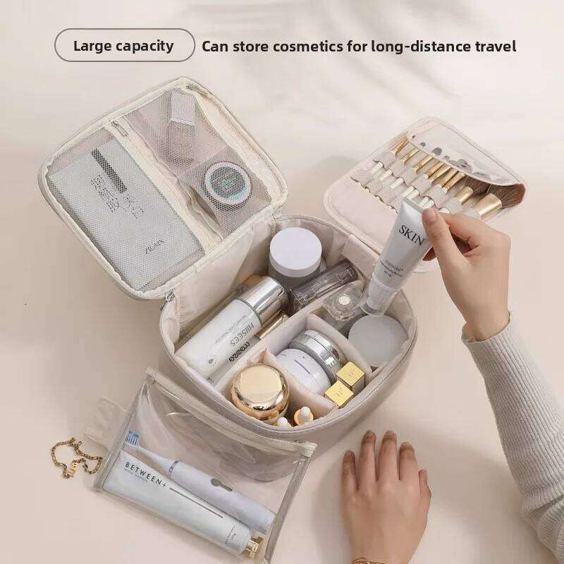 New Makeup Skin Texture PU Leather Portable Travel Handheld Storage Toilet Bag Large Capacity Manufacturer Wholesale Order L Y260206