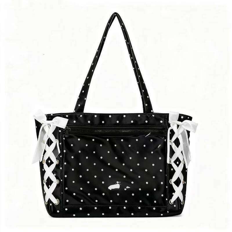 Top Handle Women Dot Satin Ribbon Shoulder Large Capacity Commuter Student Comfortable and Versatile Texture Ita Bag Z260207 - view 4