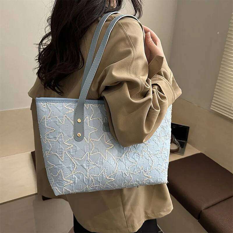 Casual Star Embroidery Women Shoulder Bags Large Capacity Ladies Tote Underarm Bag Daily Versatile Portable Female Handbags Y260205