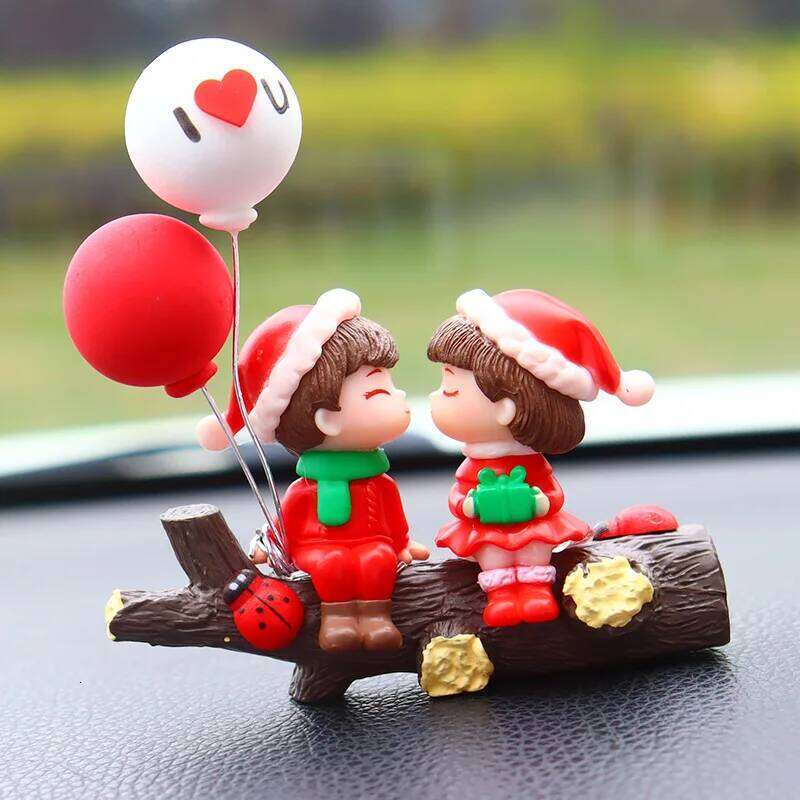 Mini Christmas Sweetheart Couple Statue Decoration Landscape Home Car Ornament Garden Doll S260204