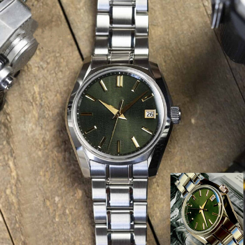 GS Business Scan Second Quartz Watch Mens Casual Wristwatch Fashion with Calendar Steel Band Watch 240716