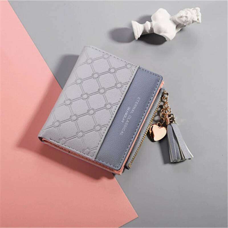 Wallet PU Leather Fashion Fringe Pendant Short Card Holder Folding Women's Coin Purse Y260206