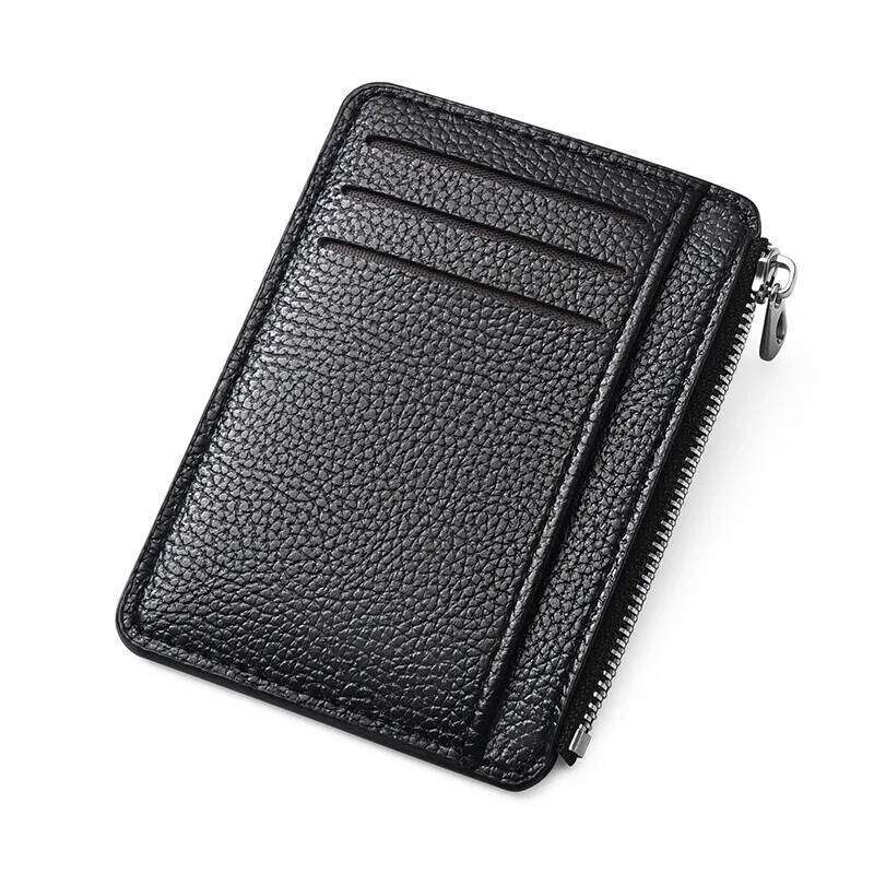 New hot selling creative zipper card bag with large capacity, ultra-thin and multi slot lychee pattern coin wallet Y260206