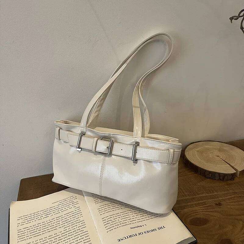 Y2K Vintage Lady Underarm Stylish Zipper Shoulder Bags Retro Pu Leather Commuting Bag for Women Handbags bolso mujer Y260205