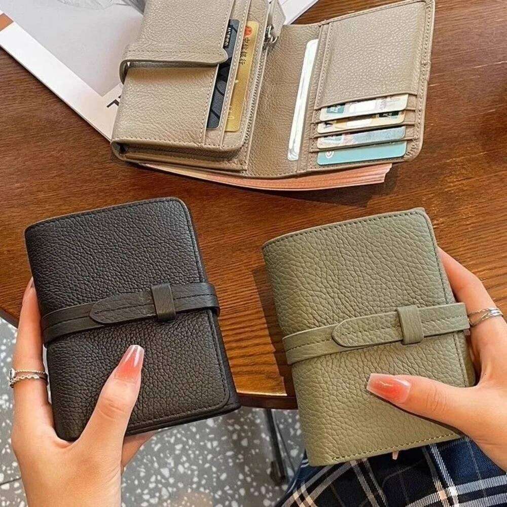 PU Women's Solid Color Folding Leather Purse Pull-out Design Large Capacity Billfold Wallet for Women Y260206