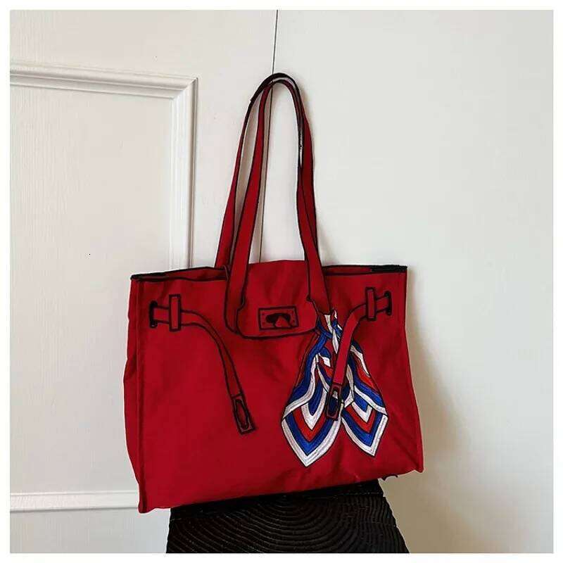 Embroidery Stylish Design Shoulder Bags Creative 2026 New High Quality Large Capacity Youth Sewing Thread Women's Handbags Y260205