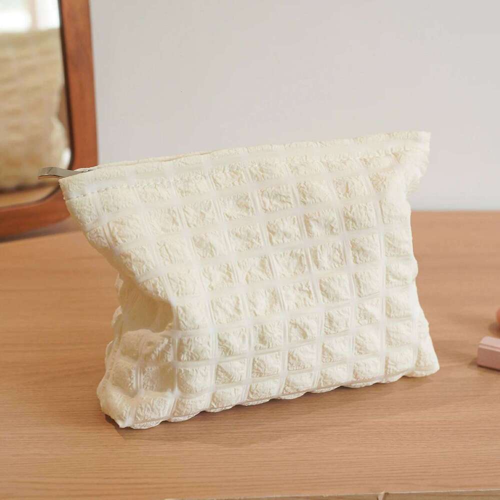 Beige cosmetic women's canvas cosmetics storage portable travel toiletry commuter liner bag, coin purse Y260206