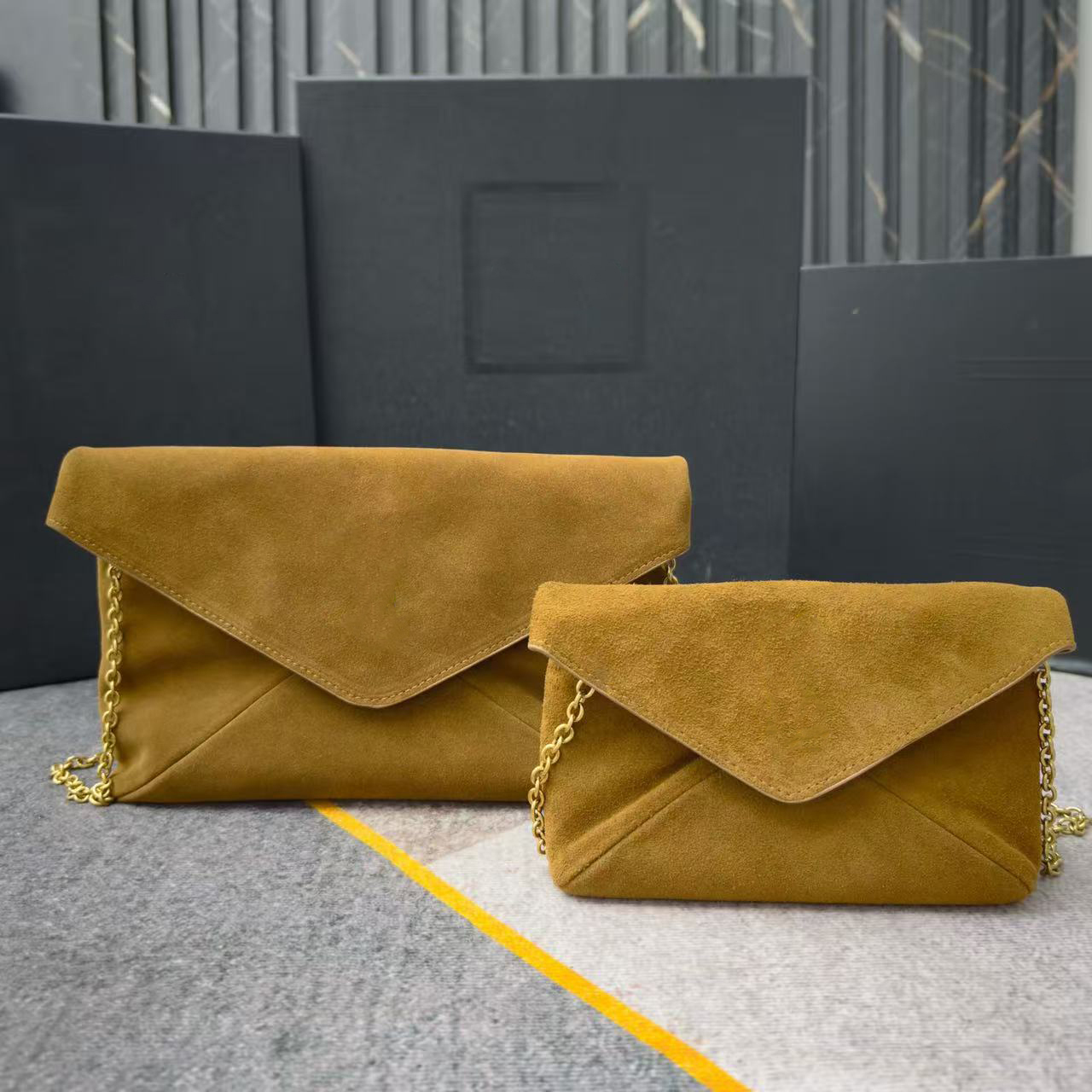 cassandres calypso series women luxury shoulder bag grain leather suede flip cover snap button envelope bag Metal chain bag Handheld crossbody bag lady clutch bag