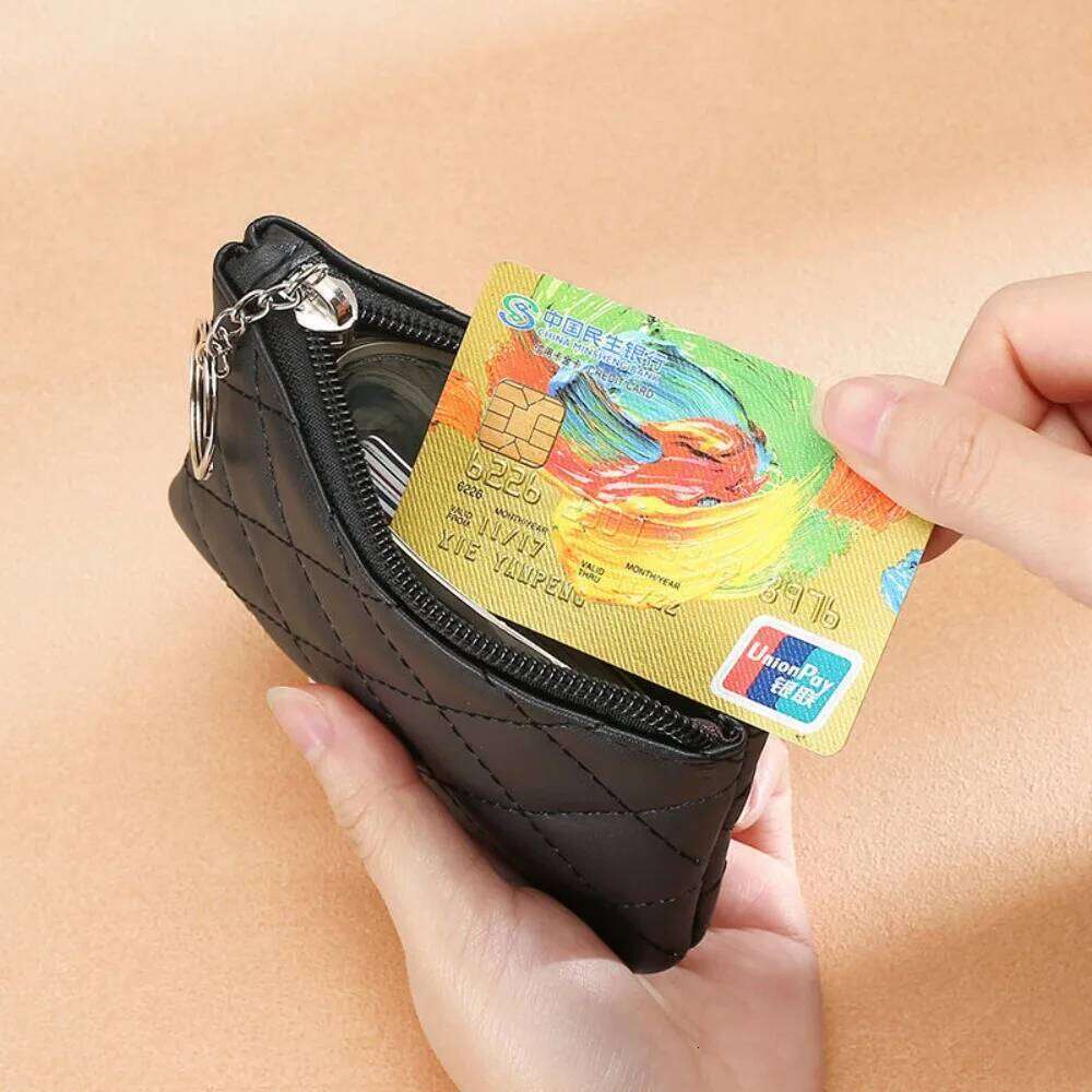 PU Leather Zip Key Chain Fashion Small Money Short Change Pouch Coin Purse Purses for Women Wallet 2025 Y260206