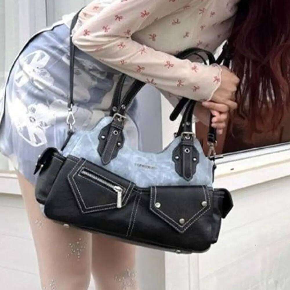 Women's Fashion PU Leather Shoulder Large Capacity Multifunctional Cowboy Backpack Crossed Color Y2K Flat Bag Street Style Y260205