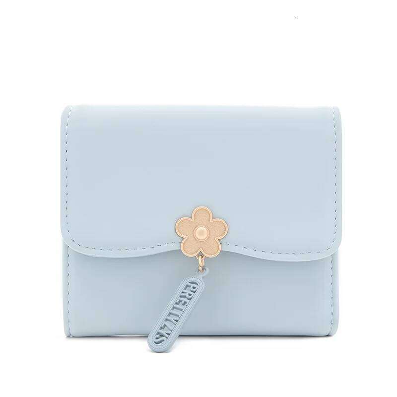 Wallet short 2024 summer new women's flower pendant three fold bag large capacity folding multi-functional student coin Y260206