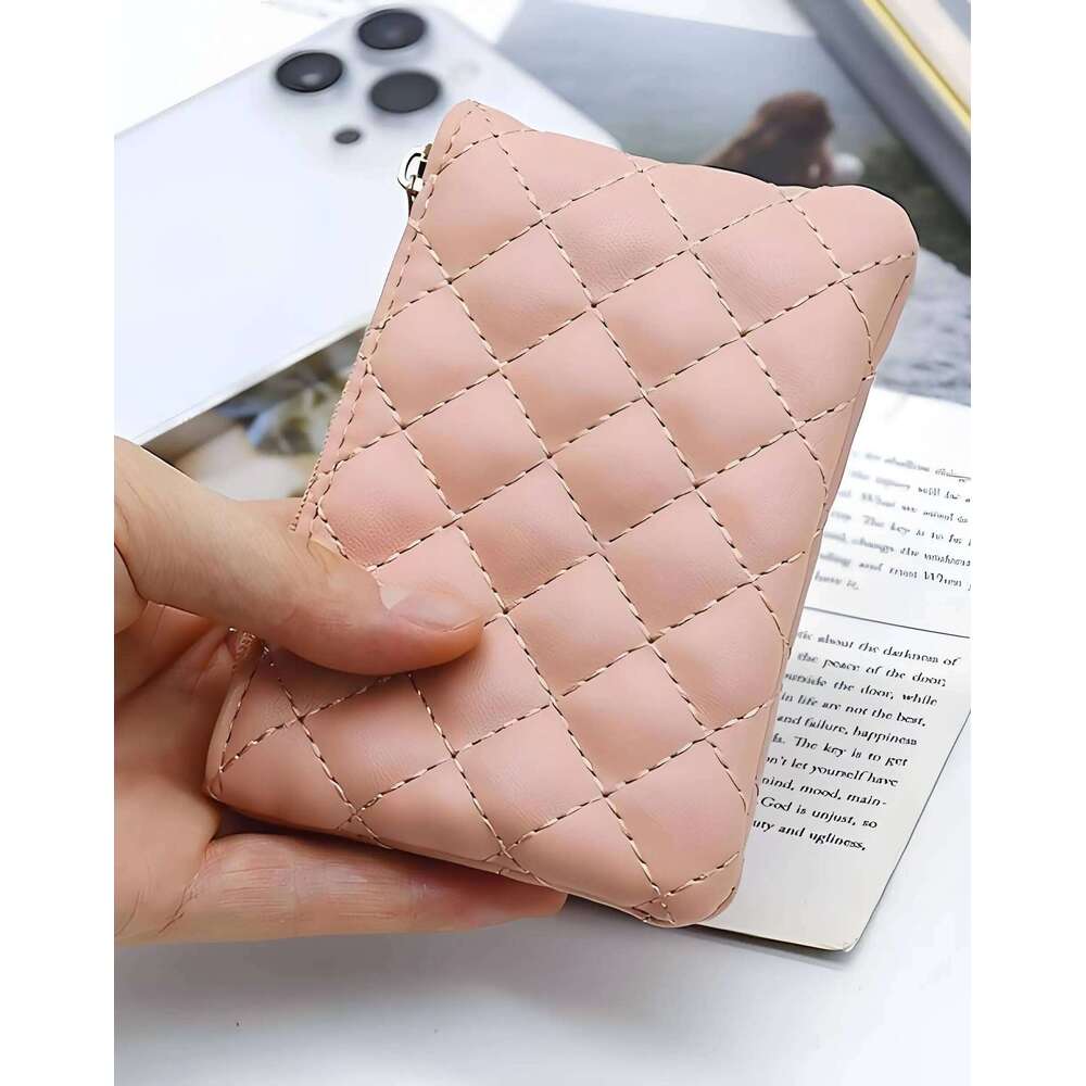 Women Small Purse PU Woman's Wallets Pouch Plaid Print Change Purses Business Mini Coin Bag Card Holder Y260206