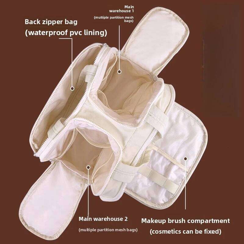 Double Zipper Multi Pocket Partition Makeup Large Capacity Travel Essential cosmetic Organizer Women's Portable Storage Bag Y260206