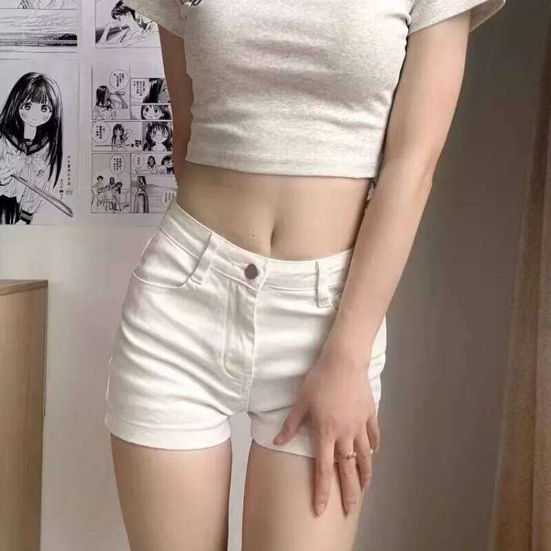 Denim Shorts for Women Boxer High Waist White Short Jean Pants Woman Kpop Summer Trend 2025 Comfy Jorts Outfits Fashion Clothing XJ260206