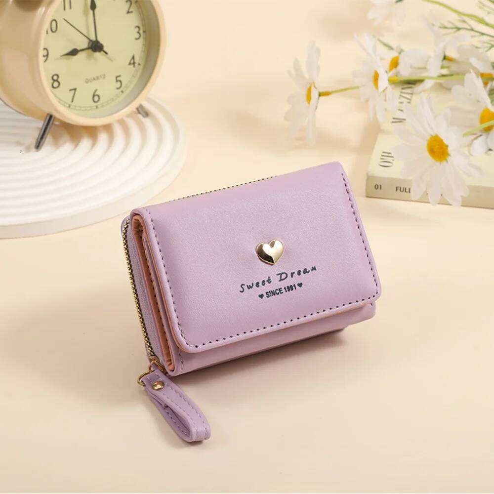 Fashion Love Heart Wallet Zippered Multi-Card Slot Card Holder Short Cash Bags For Women Student Simple Coin Purse Pouch Y260206