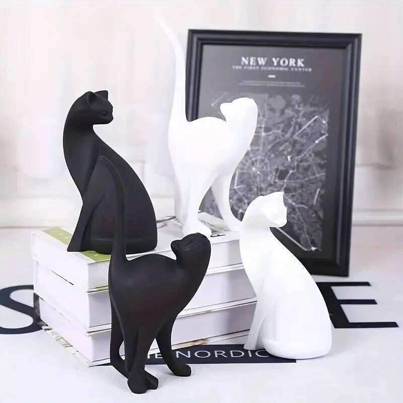 Resin Couples Cat Statues for Decorations Animal Figurine European Creative Wedding Gift Decorative Home Decor Sculpture S260204 3fc
