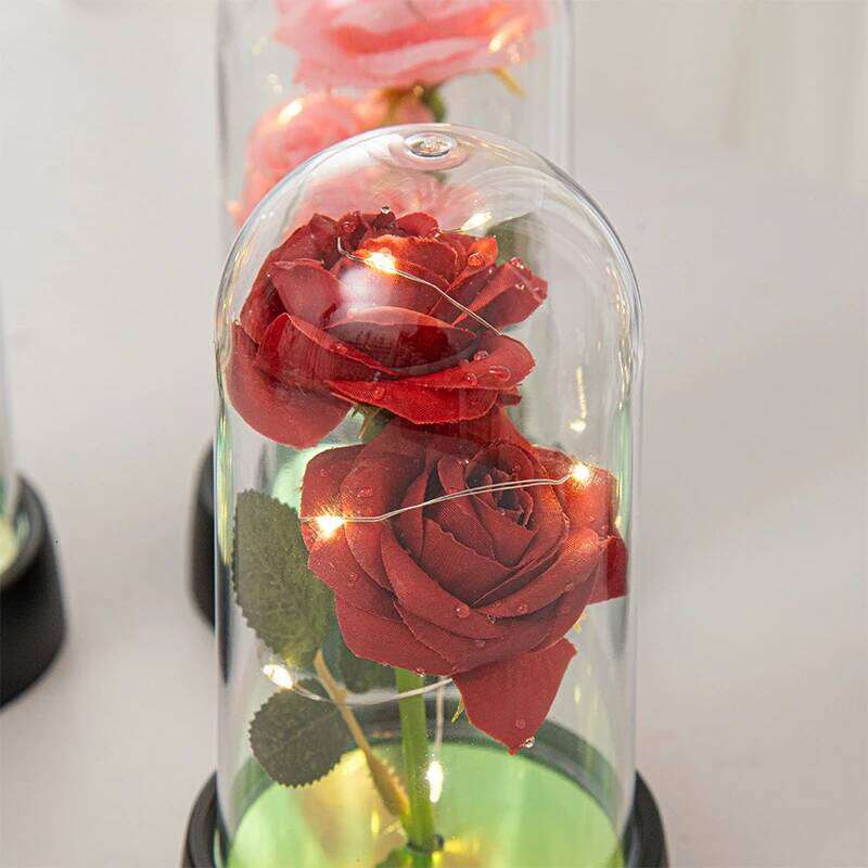 2026 Glowing Galaxy with LED Light Eternal Double Rose Valentine's Day Gifts Wedding Artificial Flower Home Desktop Decor S260204