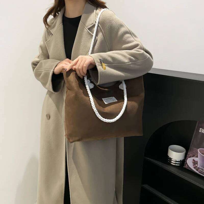Suede Shoulder Eco Shopping Student Bookbag Casual Handbag Travel Cosmetics Key Mobile Phone Tablet Computer Tote Bag Y260205