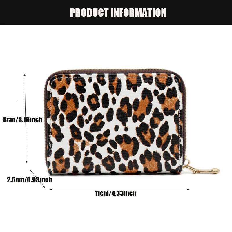 Pu Leather Mini ID Holder Bank Credit Box Leopard Print Multi Slot Card Case Wallet for Women Y260206