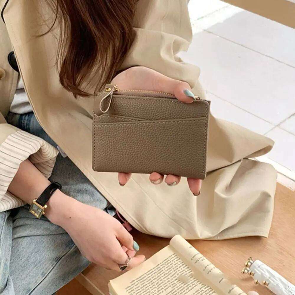 PU Leather Lichee Pattern Short Wallets Korean Style Multifunctional Clutch Coin Purse Portable Change Bag Women Y260206