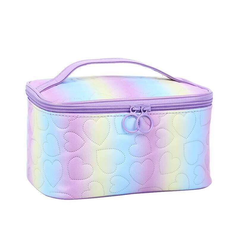 Fahsion Love Gradient Cosmetiquera Women's Organizer Square Tote Travel Toiletry Makeup Shell Bags Large Cosmetic Bag Y260206