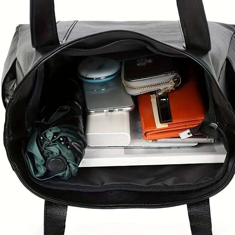 New in Vintage Large Capacity Tote Bag Simple and Stylish Generous Retro Vegan Shoulder Bag, Women's Casual Handbag for Commute Z260207 - view 7