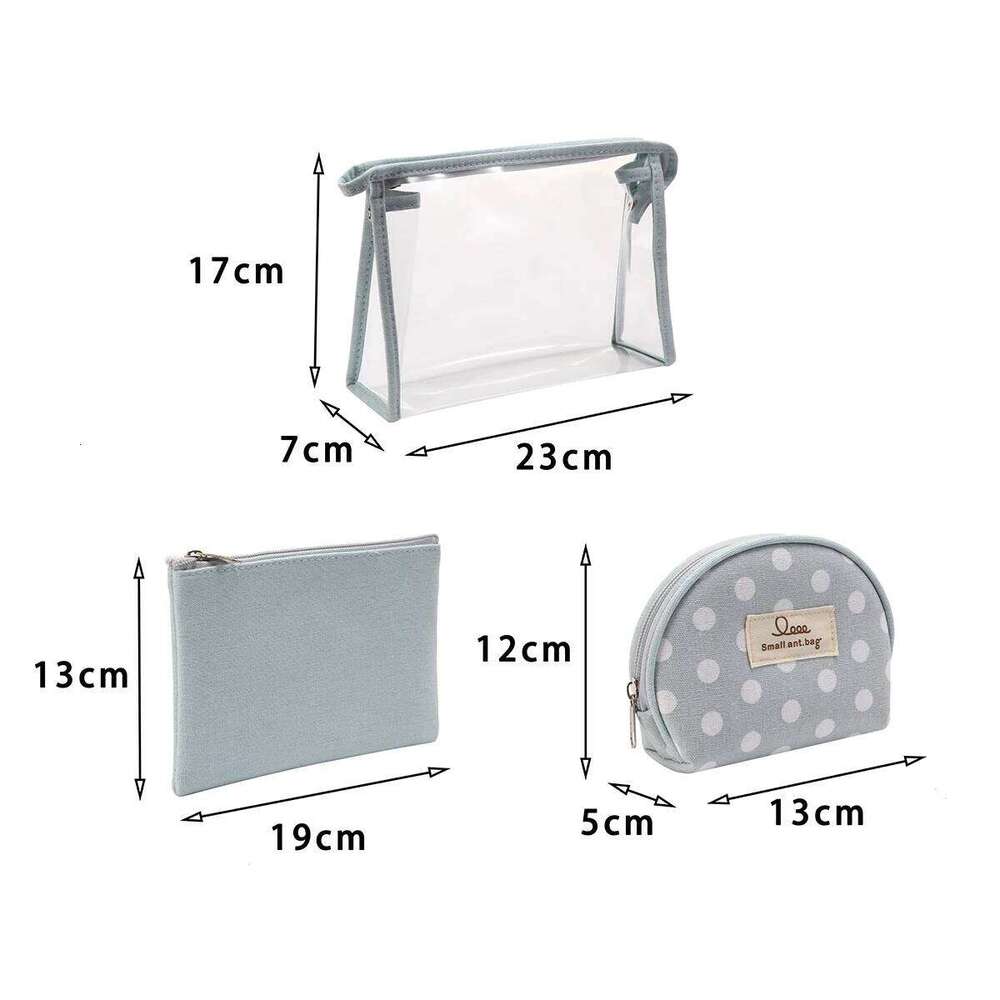 Polka dot canvas makeup Travel portable hand wash Ladies' hand-held storage bag Cute Student Wallet Y260206