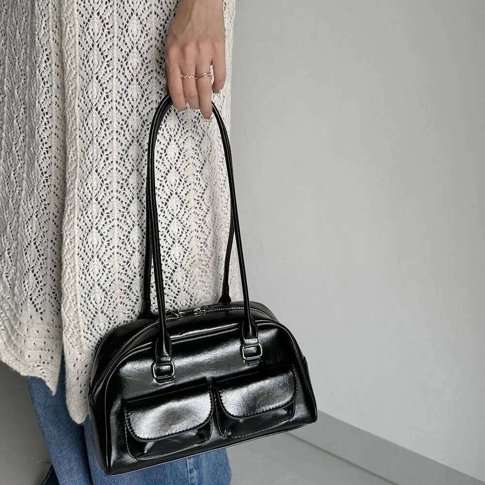 Large Capacity Brown Bowling Handbag Women's Shoulder Retro Korean INS Style Autumn Winter New 2025 Fashion Trend Bag Y260205