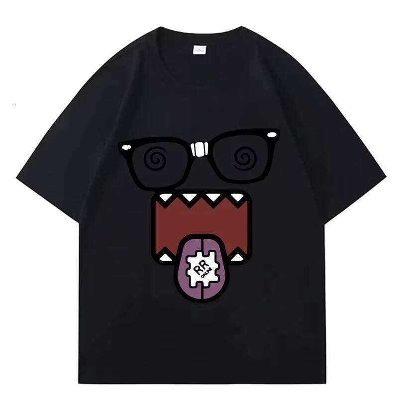 Men's and Women's Classic Cotton Casual Short Sleeved Oversized Top Street Wear Domo Kun Funny Meme T-shirt Harajuku X260207