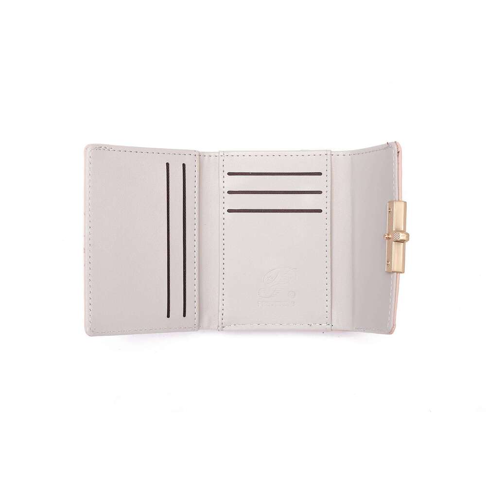 Purse summer new Korean PU printed buckle 3 fold bag simple all-in-one short women's money clip multi-card folding flap Y260206