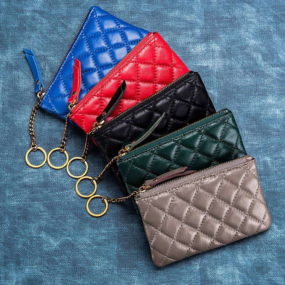 New Designer Mini Purse Pouch Small Change Wallet Sheepskin Genuine Leather Girls Bags Fashion Brand Key Chain Coin Bag Y260206