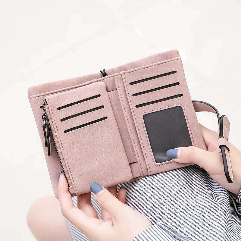 MIYIN Women's Small Bifold Leather wallet Rfid blocking Ladies Wristlet with Card holder id window Coin Purse Y260206