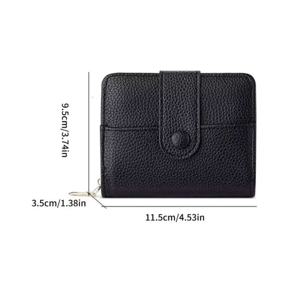 Fashion Elegant Women Short Wallet Pu Leather Zipper Business Purse Solid Color Lychee Pattern Bank/ID/Credit Card Holder Woman Y260206