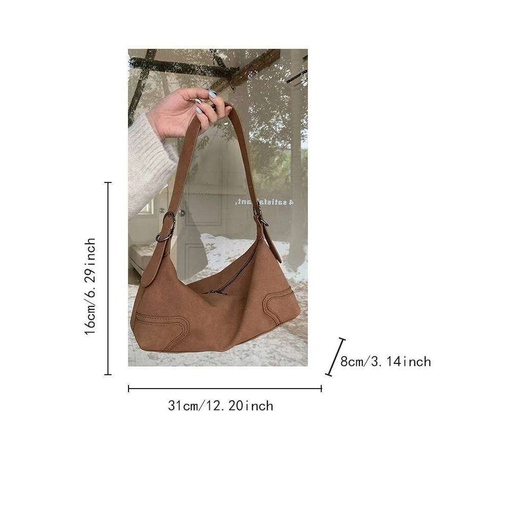 2025 New Autumn/Winter Vintage Fashion Suede Crossbody Shoulder Underarm Bag, Casual Women's Daily Commuter Bag Y260205
