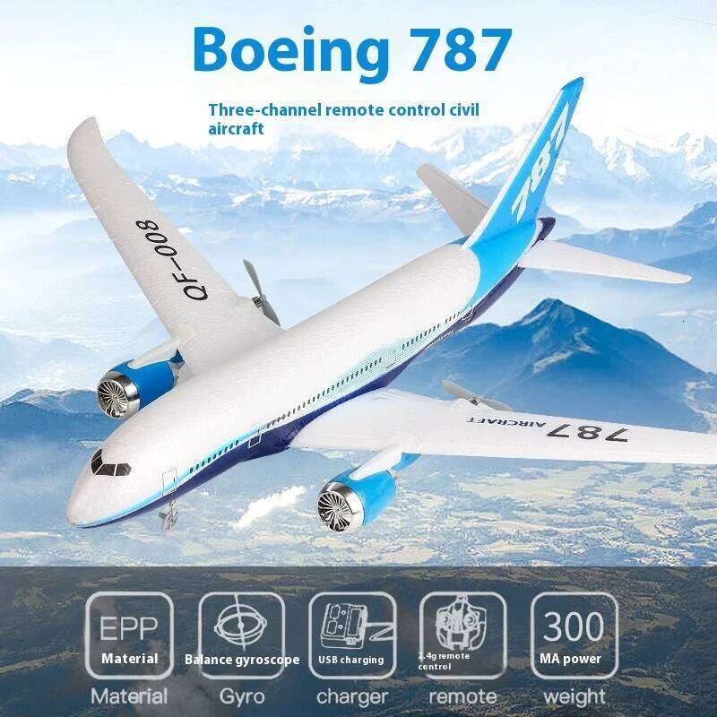 Qf008 Rc Plane Three Channel 787 Remote Control Fixed Wing Foam Glider Passenger Aircraft Model Children'S Toy 26Y0207