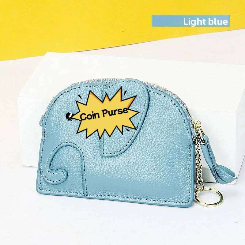New Cute Elephant Cow Leather Women's Coin Purse Creative Card key lipstick storage bag Holder Wallet For Women Y260206