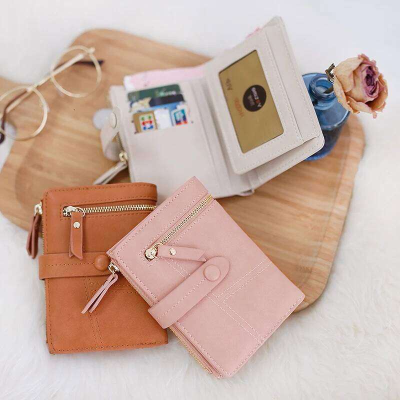 Explosive women's short purse Japan and South Korea small fresh simple everything buckle folding can expand high texture PU leat Y260206