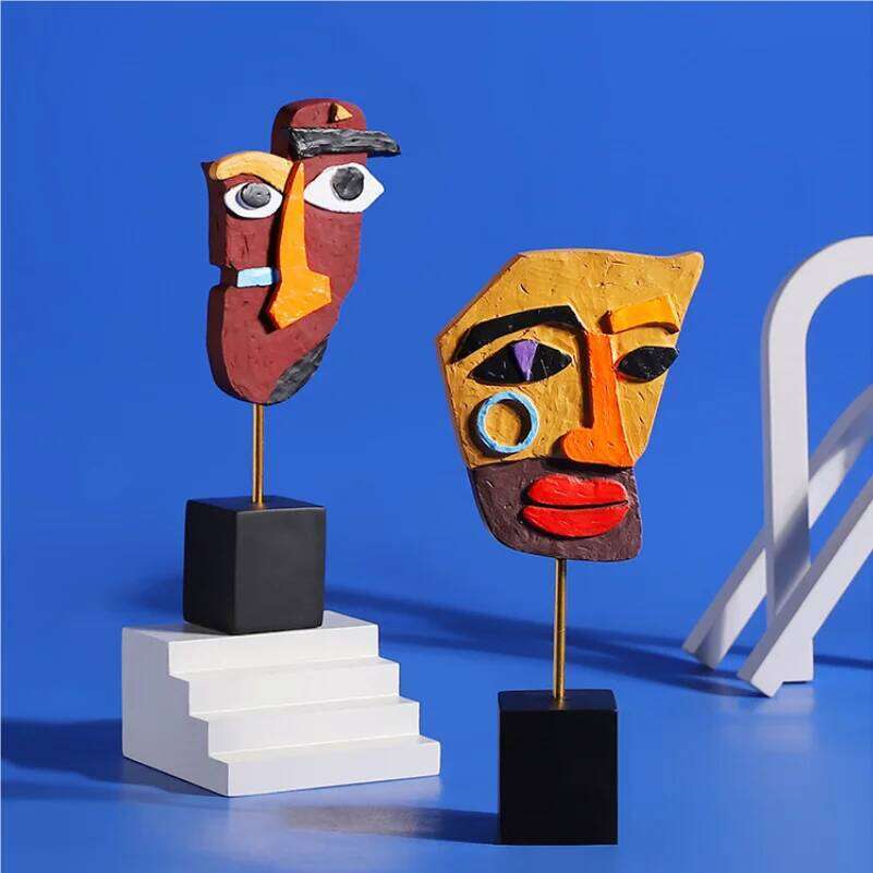 Nordic creative abstract painted face masks, home table art exhibition hall decorations, resin handicrafts and ornaments S260204
