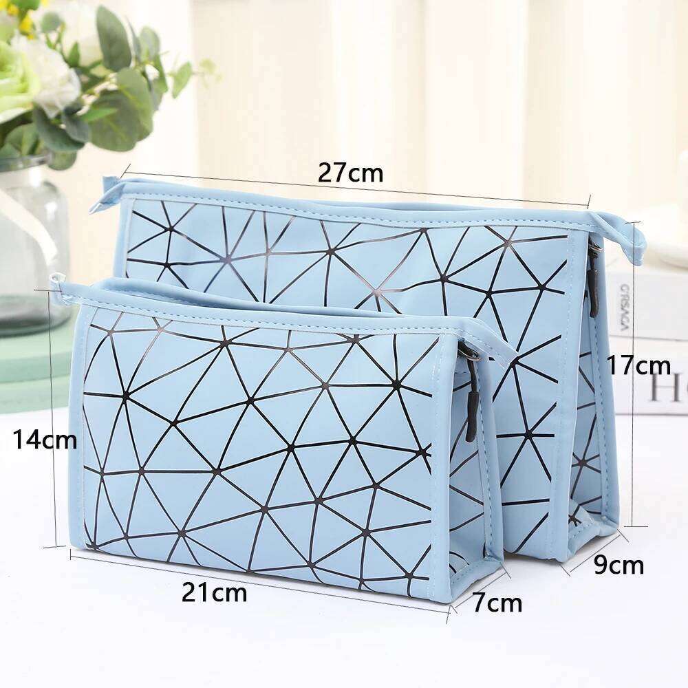 Fashionable portable waterproof PU makeup Ladies' diamond grid hand-held wash Large capacity travel supplies storage bag Y260206