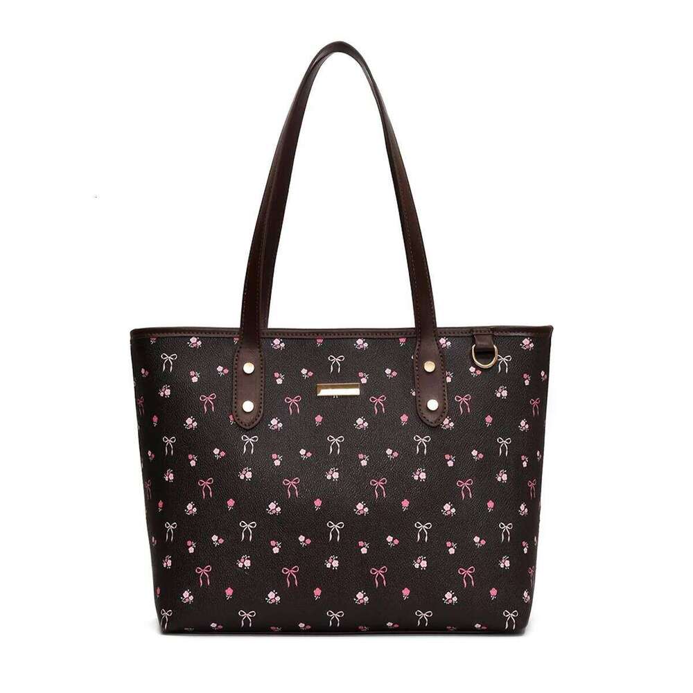 Cute and sweet cherry print tote bag niche fashion temperament elegant large capacity versatile shoulder bag, Y260205